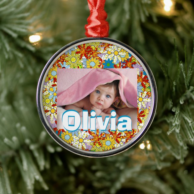 Modern Floral Pattern Bright Colours Metal Tree Decoration (Tree)