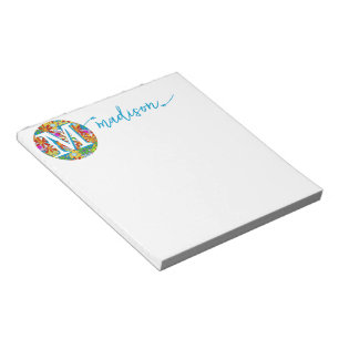 Modern Floral Pattern Bright Colours Notepad