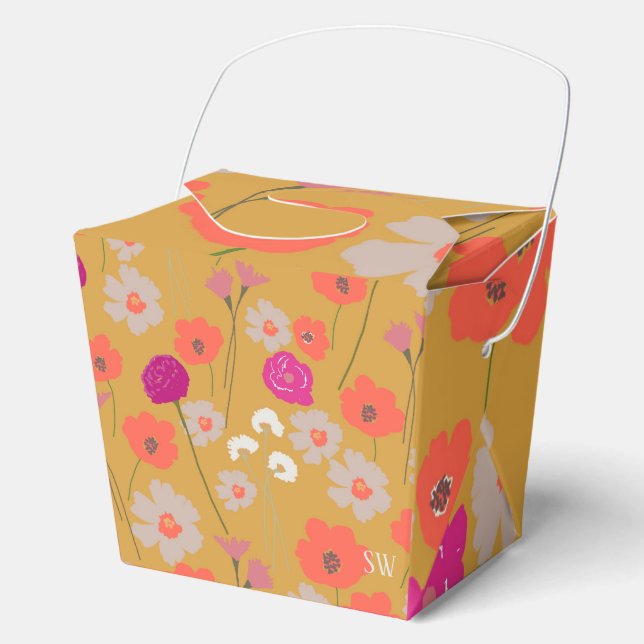 Modern Floral Pattern Gift For Her+Custom Initials Favour Box (Front)