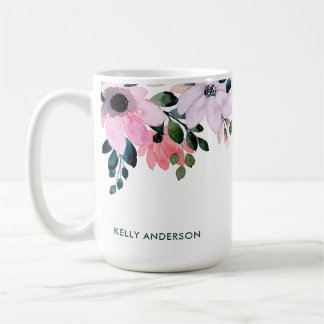 Modern Floral Pattern Girly Tropical Foliage Decal Coffee Mug