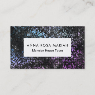 *~* Modern Floral Pattern Pastel Glitter Vintage Business Card