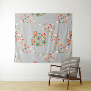Modern Floral Pattern Tapestry