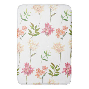 Modern Floral Pattern   Trendy Botanical Bath Mat