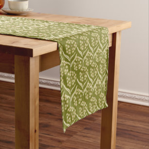 Modern Floral Pattern: White Umbel Flowers Short Table Runner