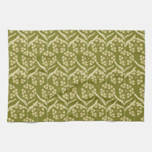 Modern Floral Pattern: White Umbel Flowers Tea Towel