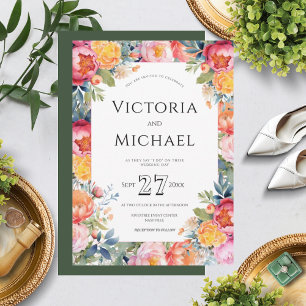 Modern Floral Peony Pink Wedding Template