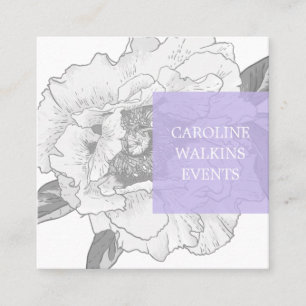 Modern Floral Peony Square Business Card