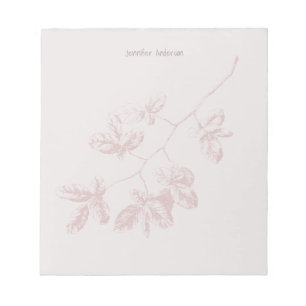 Modern Floral Personalise Name Mauve Blush Notepad