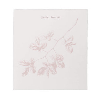 Modern Floral Personalise Name Mauve Blush Notepad