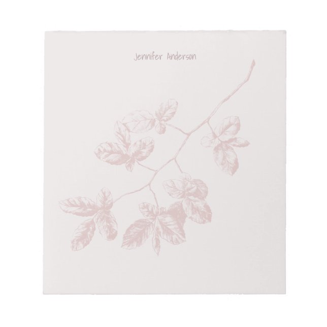 Modern Floral Personalise Name Mauve Blush Notepad (Front)