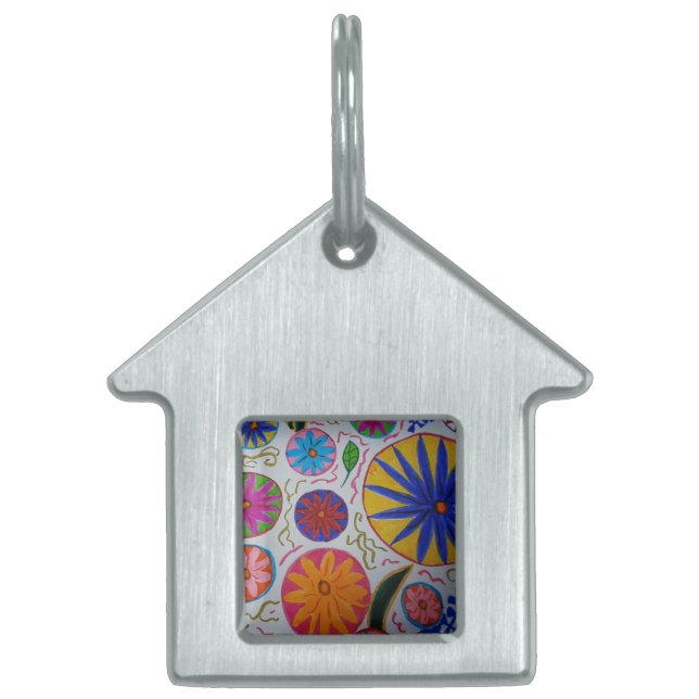 Modern Floral Pet Tag (Front)