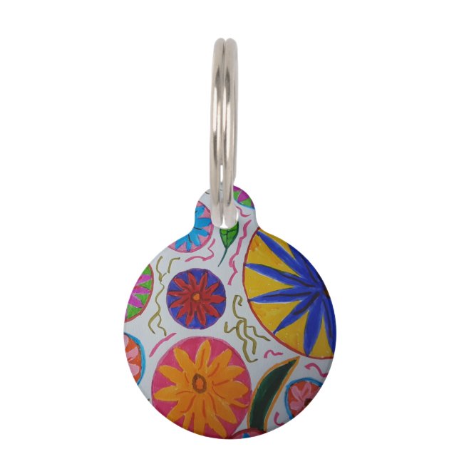 Modern Floral Pet Tag (Front)