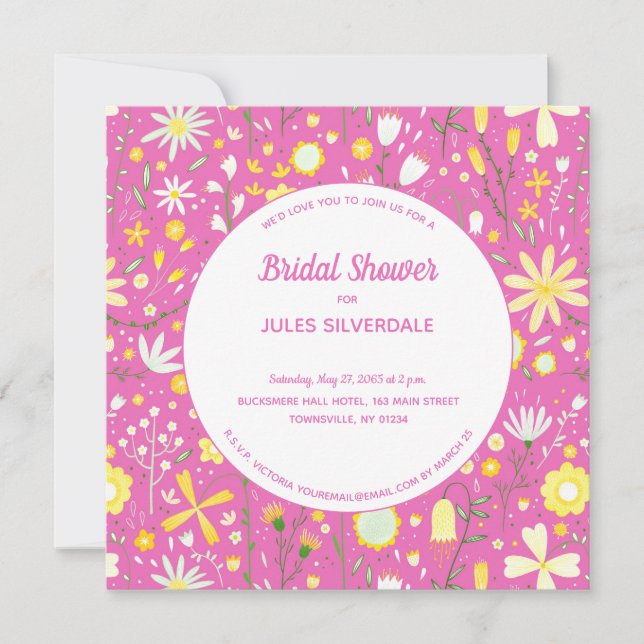 Modern Floral Pink Bridal Shower Invitation (Front)