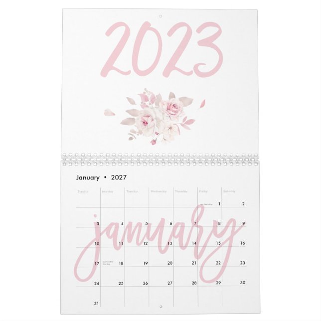 Modern Floral Pink Calendar 2023 (Jan 2027)