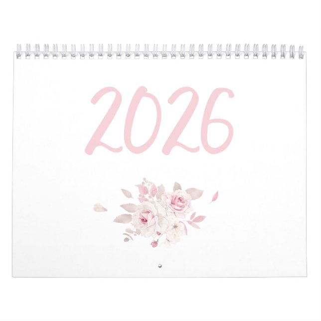 Modern Floral Pink Calendar 2026 (Cover)