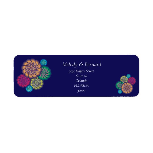 Modern Floral Pink  Mandalas. Blue Return Address (Front)