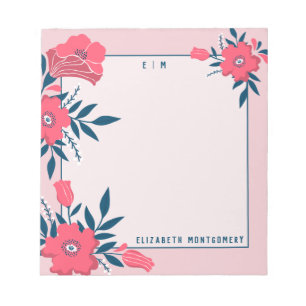 Modern Floral Pink Mother's Day Gift Personalised  Notepad