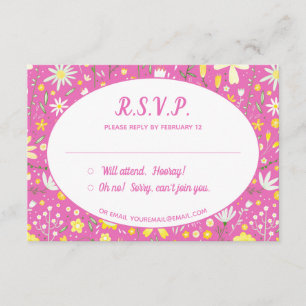 Modern Floral Pink Wedding RSVP Enclosure Card
