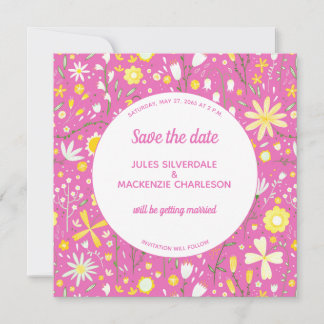 Modern Floral Pink Wedding Save The Date