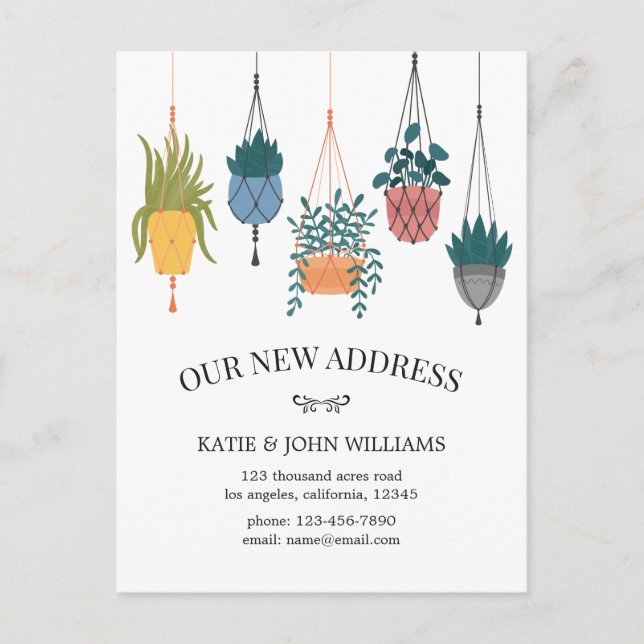 Modern Floral Plants New Home Moving Announcement Postcard (Front)