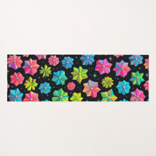 Modern floral polygonal colourful girly botanical yoga mat