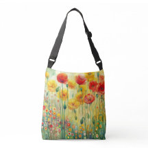 Modern Floral Poppies Crossbody Bag