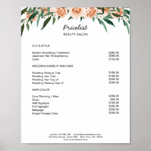 Modern Floral Preislisten Poster