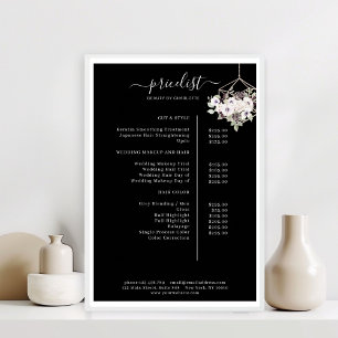 Modern, floral price list Poster