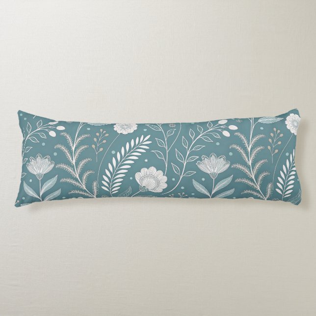 Modern Floral Print Brushed Polyester Body Cushion (Front)