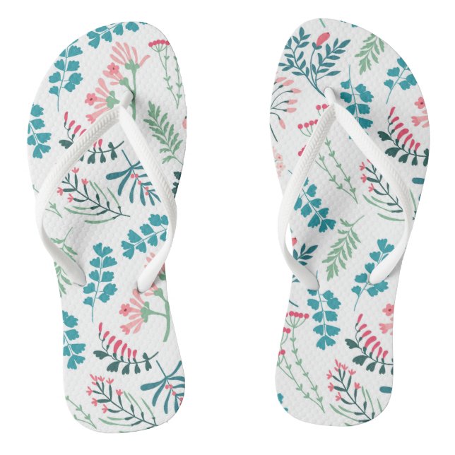 Modern Floral Print Flip Flops (Footbed)