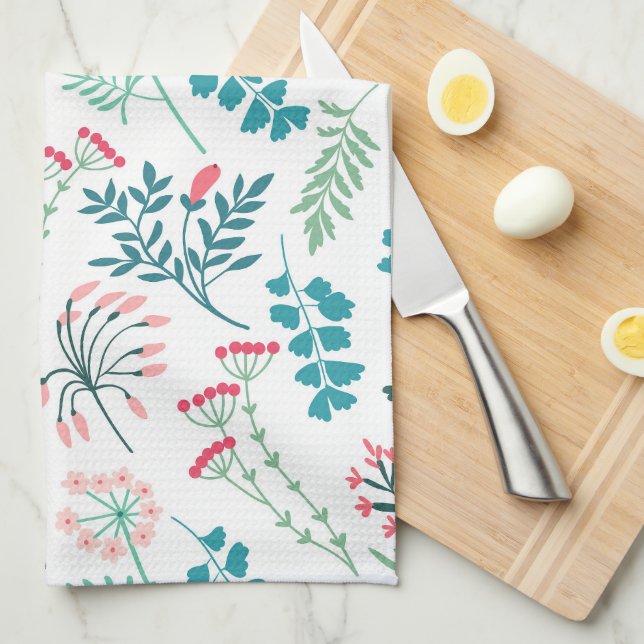 Modern Floral Print Tea Towel (Quarter Fold)