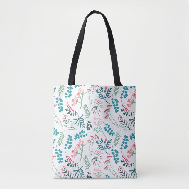 Modern Floral Print Tote Bag (Front)
