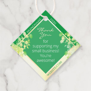 Modern Floral Product Template Chic Green and Gold Favour Tags
