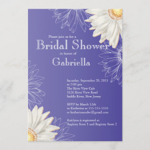 Modern Floral Purple Daisy Bridal Shower Invitation