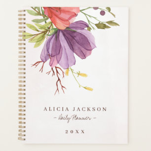 Modern floral purple watercolor feminine business planner
