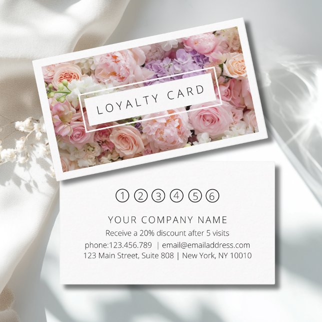 Modern Floral QR Code 5 Loyalty Card (Modern Floral QR Code 5 Loyalty Card)