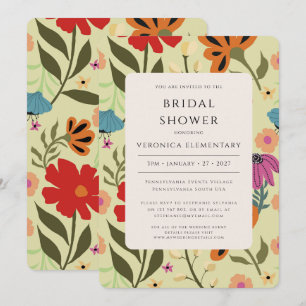 Modern floral red and yellow wedding Save the Date Invitation