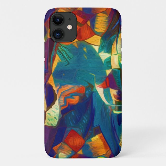 Modern Floral Red Blue Lines Abstract Art Painting Case-Mate iPhone Case (Back)