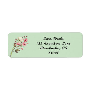 Modern Floral Return Address Label, written text