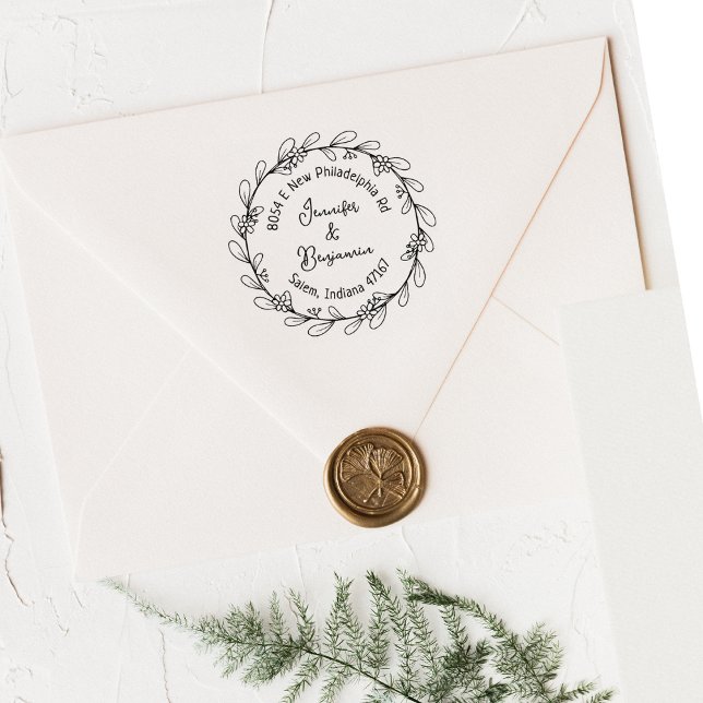 Modern Floral Return Address Rubber Stamp (Creator Uploaded)