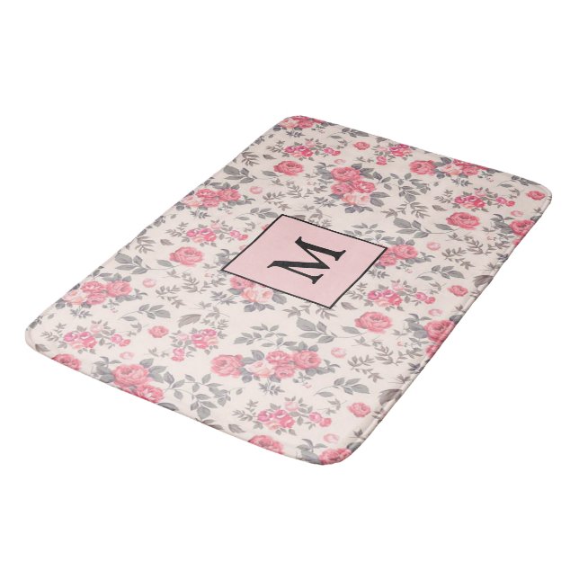 Modern Floral Rose Bath Mat (Angled)