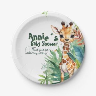 Modern Floral Safari: Tropical Baby Shower Paper Plate