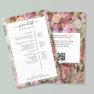 Modern Floral Salon Price List Flyer with QR Code