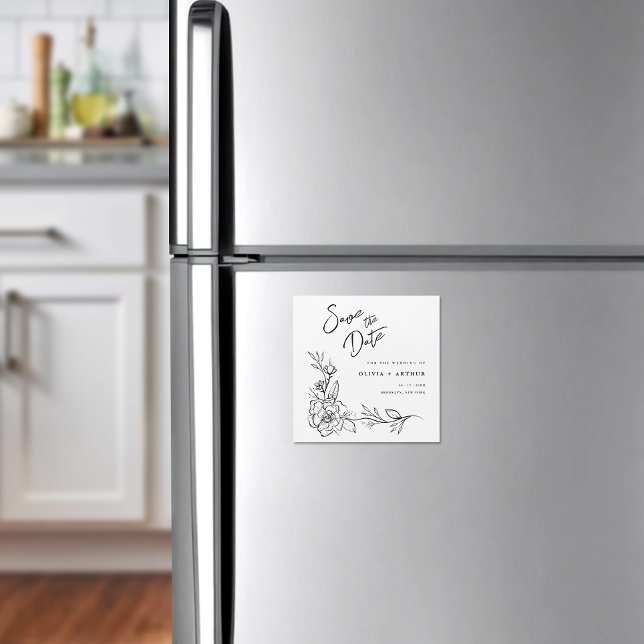 Modern Floral Save The Date Wedding Magnetic Invitation (Magnetic invites stick to any metal, ensuring guests remember your special day with ease.)