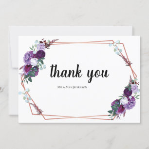 Modern Floral Script Wedding Thank You Card