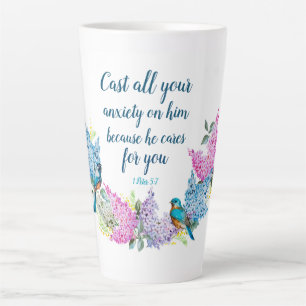 Modern Floral Scripture 1 Peter 5:7 Coffee Mug