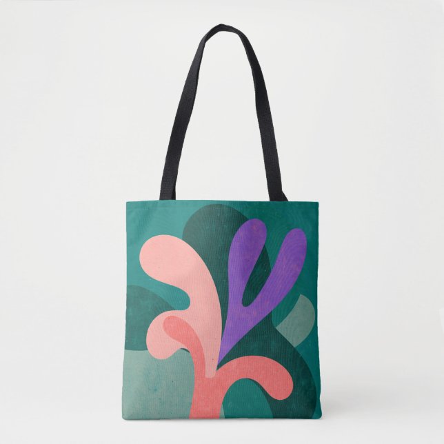 Modern Floral Shape Tote Bag – Bold Colour Botanic (Front)