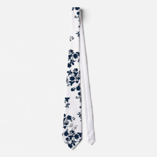 modern floral silhouette monogram tie