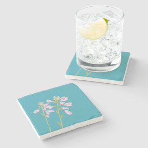 Modern Floral Silhouette Stone Coaster