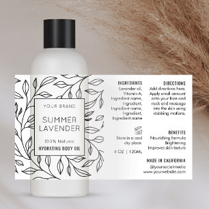 Modern Floral Simple 4 OZ Cosmetic Bottle Label